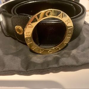 Bulgaria Black Leather Belt with gold buckle 110